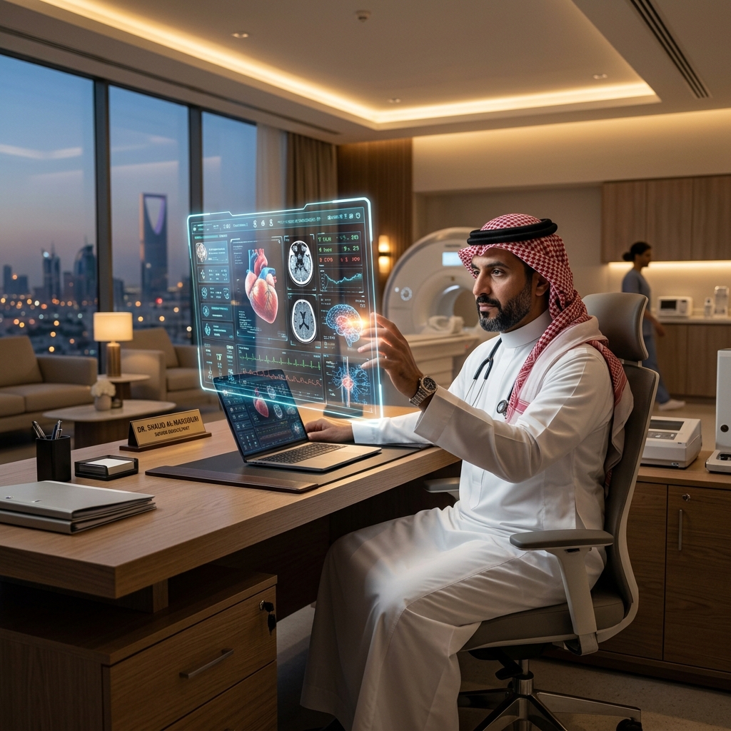 Saudi Doctor using clinical AI scribe